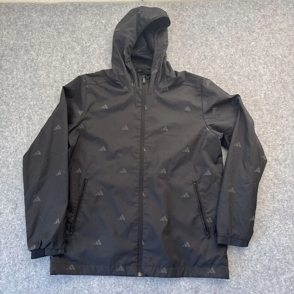 Adidas Men Mono Windbreaker Jacket Size Large Black